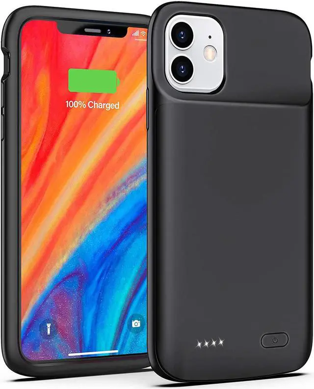 Main image of Battery Case for iPhone 11, OMEETIE Real 5000mAh Slim Portable Protective Charging Case Rechargeable Charger Case Only for iPhone 11 Compatible with Earphones (6.1 inch/Black)