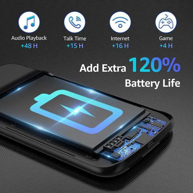 Alt view image 3 of 4 - Battery Case for iPhone 11, OMEETIE Real 5000mAh Slim Portable Protective Charging Case Rechargeable Charger Case Only for iPhone 11 Compatible with Earphones (6.1 inch/Black)