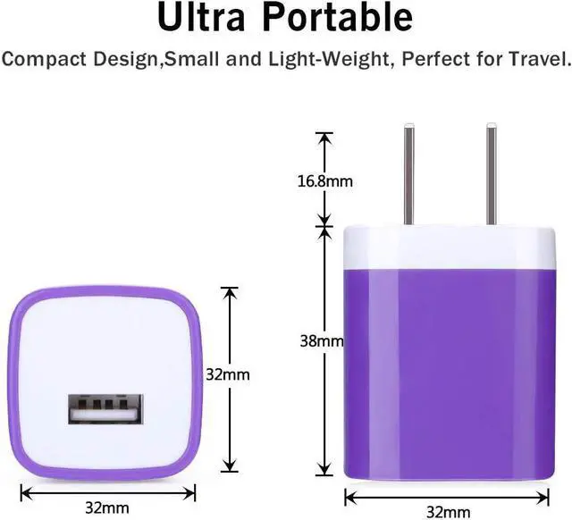 Alt view image 2 of 7 - USB Wall Plug,GiGreen Single Port Fast Charging Block 5Pack USB Charging Plug Cube Wall Adapter Compatible iPhone 15 Pro Max 14 13 12 11 X 8,Samsung Galaxy S24 Ultra A15 5G A54 A14 S23 A13 A23 S21 S22