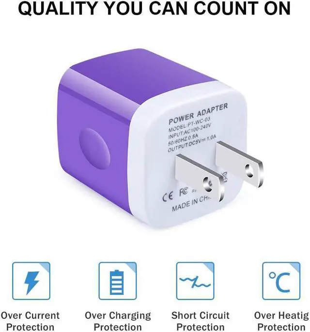 Alt view image 5 of 7 - USB Wall Plug,GiGreen Single Port Fast Charging Block 5Pack USB Charging Plug Cube Wall Adapter Compatible iPhone 15 Pro Max 14 13 12 11 X 8,Samsung Galaxy S24 Ultra A15 5G A54 A14 S23 A13 A23 S21 S22