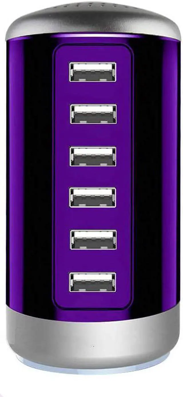 Main image of Universal USB Charger 6-Port Desktop USB Charging Station Hub with Smart Identification Technology Compatible with iPhone iPad Cell Phone Tablets(Purple)