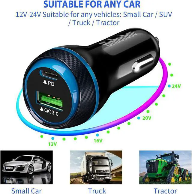 Alt view image 5 of 6 - Type C Super Fast Charger Car 45W, [PD/PPS+QC] Dual Fast Charging Car Cigarette Lighter Adapter Compatible with Samsung S25/S24/S23, iPhone 16/15 Pro Max, Pixel 9  4FT Type C Cord