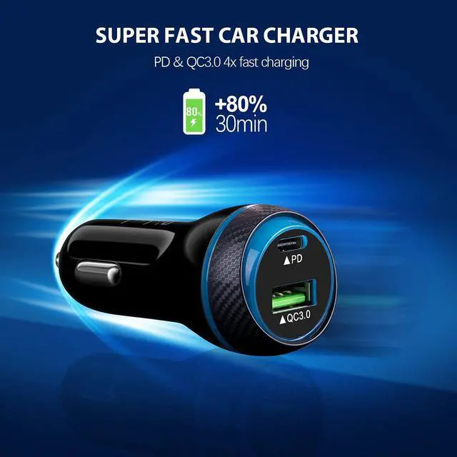 Alt view image 4 of 6 - Type C Super Fast Charger Car 45W, [PD/PPS+QC] Dual Fast Charging Car Cigarette Lighter Adapter Compatible with Samsung S25/S24/S23, iPhone 16/15 Pro Max, Pixel 9  4FT Type C Cord