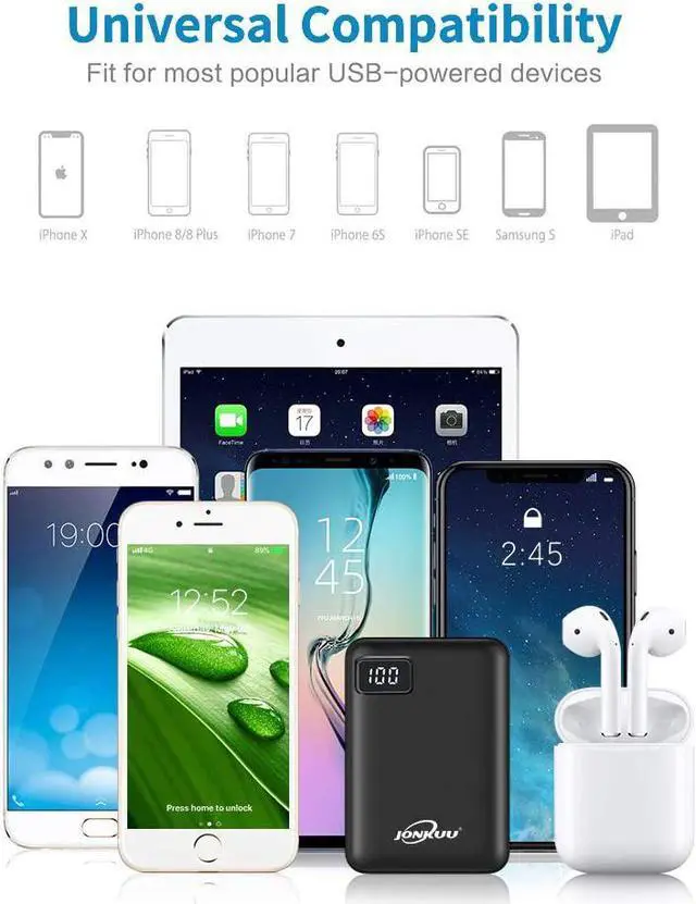 Alt view image 6 of 7 - Portable Phone Charger 10000mAh Quick Charge 2.4 A Power Bank External Battery Packs Dual Ports with LCD Display Powerpack Compatible for iPhone Huawei iPad Samsung Galaxy Nintendo Switch (Black)