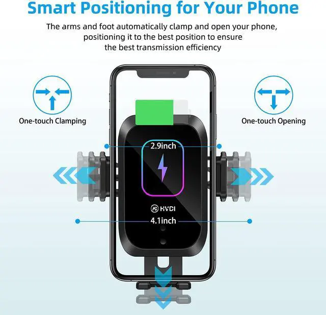 Alt view image 4 of 6 - Wireless Car Charger-Cup Holder Phone Mount,Automatic Infrared Smart Sensor Clamping Qi 15W Fast Universal Adjustable Cell Phone Wireless Charging Air Vent Cradle