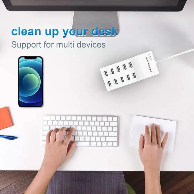 Alt view image 6 of 7 - USB Wall Charger USB Charging Station for Multiple Devices USB Charger 10-Ports Power Hub Strip Smart Plug Charging Dock Charge Block Compatible with iPhone 15,iPod,Galaxy S Smart Phones