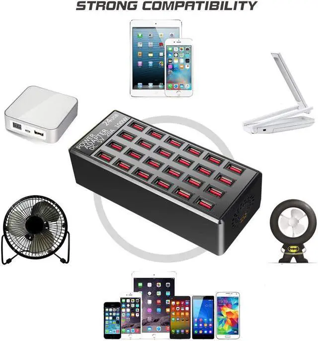 Alt view image 5 of 7 - 100w 24(20A) Port, USB Fast Charging Station,Travel Desktop USB Rapid Charger,Multi Ports Charging Station Organizer Compatible with Smartphones,Tables,and More Devices