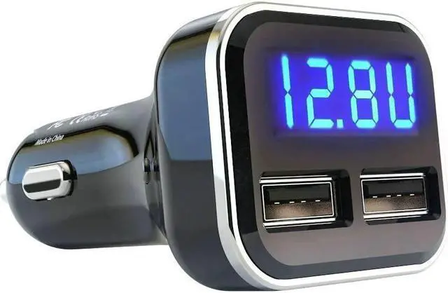Main image of 4.8A 24W Dual USB Car Charger Volt Meter Car Battery Monitor with LED Voltage & Amps Display, Cigarette Lighter Adapter, Compatible with iPhone 15 Pro Max Plus 14 Samsung Galaxy S24 iPad Pro