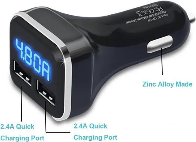 Alt view image 5 of 7 - 4.8A 24W Dual USB Car Charger Volt Meter Car Battery Monitor with LED Voltage & Amps Display, Cigarette Lighter Adapter, Compatible with iPhone 15 Pro Max Plus 14 Samsung Galaxy S24 iPad Pro