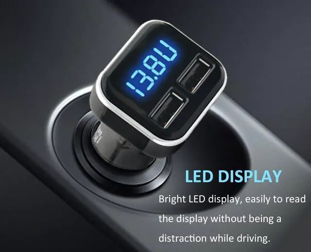 Alt view image 7 of 7 - 4.8A 24W Dual USB Car Charger Volt Meter Car Battery Monitor with LED Voltage & Amps Display, Cigarette Lighter Adapter, Compatible with iPhone 15 Pro Max Plus 14 Samsung Galaxy S24 iPad Pro