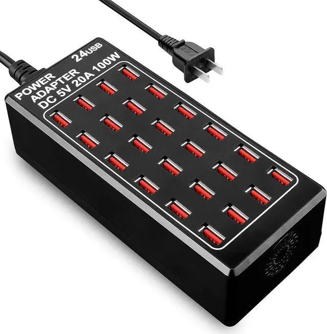 Main image of 24-Port 100 watt (20 A) USB Charging Station, Home Desktop USB Fast Charger, Multiple USB Desktop Chargers, Suitable for Hotels, Shops, Schools, Shopping malls and Travel