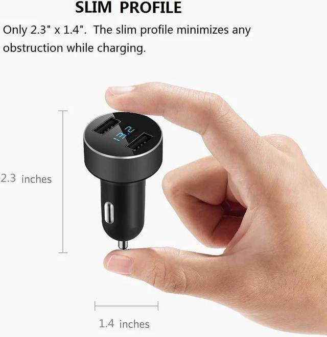 Alt view image 7 of 7 - 2 USB Car Charger 12V/24V Voltage Meter Black