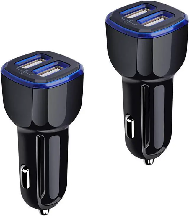 Main image of Car Charger, 2.4A 12W AndHot 2 Pack Mini Dual Port USB Car Charger Adapter Plug for iPhone 15 14 13 12 SE 11 Pro Max XR XS X 8 7 6S Plus, iPad, Samsung Galaxy S23 S22 S21 S20 S10 Note 20, LG, Android