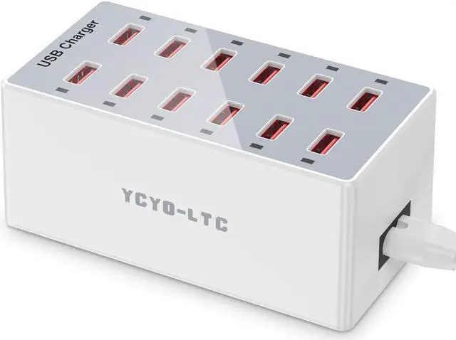 Main image of USB Charger 12-Ports USB Charging Station for Multiple Devices USB Wall Charger Power Hub Strip Smart Plug Charging Dock Block for iPhone Xs/XR,iPad,iPod,Galaxy S9/S8,Laptops and Smart Phones 60W
