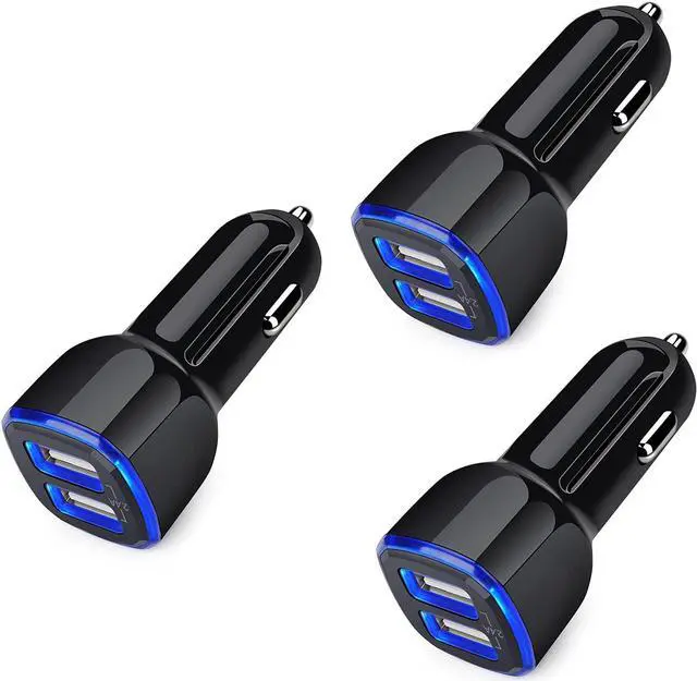 Main image of Car Charger for iPhone, 3Pack 2.4A Dual Port Fast Charge Car Lighter USB Adapter Car Plug Charger for iPhone 15 14 13 12 11 Pro Max SE XR XS X 8 7 6,Samsung Galaxy S23 S22 S21 S20 S10 S9 S8 S7,Android