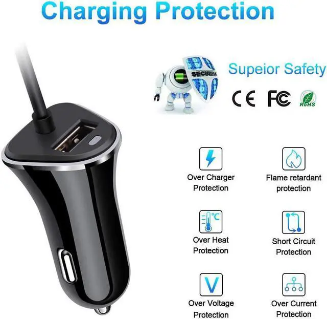 Alt view image 4 of 7 - 3.4A Car Charger Adapter for Samsung Galaxy Z Flip 7/Z Fold 7/S25 Edge/S24 Ultra/S23/S22/S21 5G/S20/S9/S8,Google Pixel 9 Pro Fold/8Pro/8a/8/7/7a/6a/6/5/4,USB C Car Plug with 3ft Type C Charger Cable