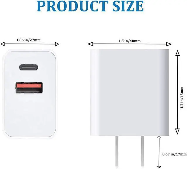Alt view image 5 of 7 - USB C Wall Charger Block, 20W Fast Speed Charging Box with Micro Plug Cube for Apple Watch Series 8 7, New iPhone 12 13 14 Pro/Pro Max, XR/XS/SE, AirPod iWatch iPad Pro/Air/Mini, Pixel 6 6a Phones