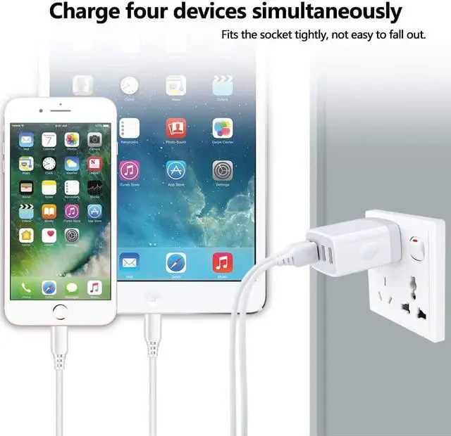 Alt view image 2 of 7 - iPhone 12 Charger Box Fast Charging 4.8A Multi Port USB Charger Wall Plug Power Adapter Charging Block Cube Brick for iPhone 15/14/SE/13/12/11 Pro Max, Samsung Galaxy S23 S22 S21 Ultra S20 S10 Note 20