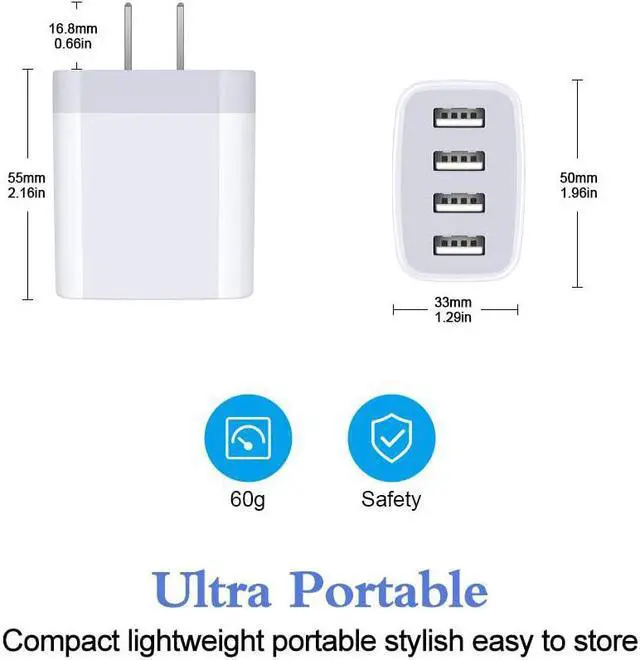 Alt view image 5 of 7 - iPhone 12 Charger Box Fast Charging 4.8A Multi Port USB Charger Wall Plug Power Adapter Charging Block Cube Brick for iPhone 15/14/SE/13/12/11 Pro Max, Samsung Galaxy S23 S22 S21 Ultra S20 S10 Note 20