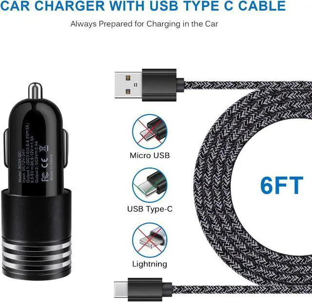 Alt view image 5 of 7 - USB C Fast Car Charger for Samsung Galaxy S25 S24 S23 S22 S21 S20 Z Flip 6 5 4/Z Fold 6 5 4 A16 A25 A35 A15 A54 A14 A53 A03S A13 A23,Quick Charge 3.0 Rapid Car Adapter+6ft Type C Fast Charging Cable