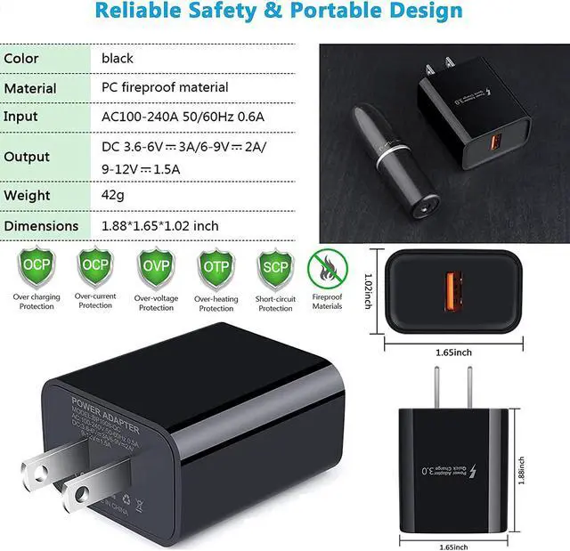 Alt view image 5 of 7 - Type C Charger Fast Charger for Samsung Galaxy S24 S23 S22 S21 S20 A15 A54 A14 A53 A13,LG Stylo 6 5,Moto G Pure/G Power/G Stylus/G Play,Quick Charge 3.0 Car Charger Wall Adapter +3FT 6FT USB C Cable