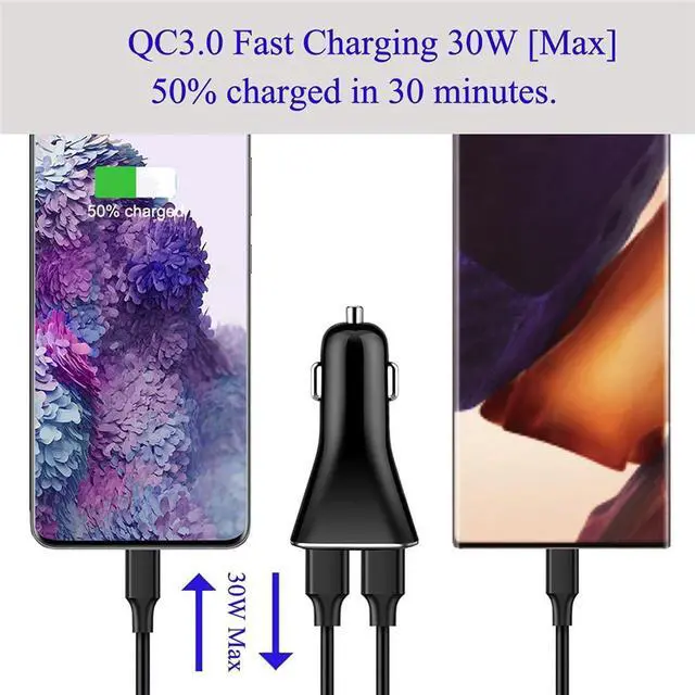 Alt view image 2 of 6 - USB Car Charger Adapter, QC 3.0 Fast car Charger, 4-Port Multi 9.6 Amp 48W Rapid Car Charger Compatible with iPhone 13/12/11 Pro Max, Samsung Galaxy S20 Ultra/Note20, LG, Pixel and More[2PACK].
