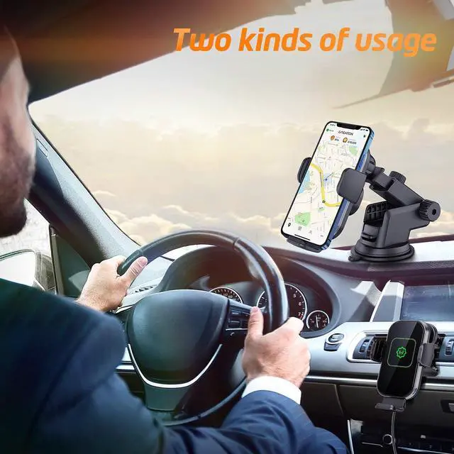 Alt view image 3 of 7 - WixGear Wireless Car Charger, (New Version Automatic Arms) Auto-Clamping Fast Wireless Car Charger, Phone Holder for Car, 15W Qi Fast ChargingCompatible with iPhone 13 12 Mini 11 Pro Max,Samsung S21