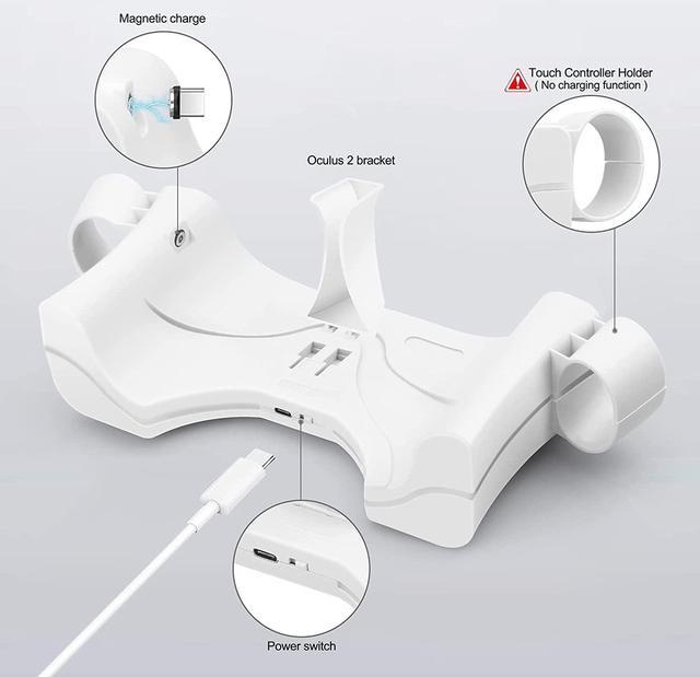 Alt view image 2 of 4 - Vakdon Charging Dock Compatible with Oculus/Meta Quest 2, VR Headset Wall Mount Charging Station, High Speed Charging Stand for Quest 2 with Charging Port and LED Indicator, USB-C Link Cable (White)