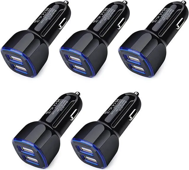 Main image of Car Charger iPhone 5Pack 2.4A 12V USB Adapter Car Cigarette Lighter USB Charger Car Plug for iPhone 15 14 13 12 11 Pro SE XR XS X 8 7 6 6S  Galaxy S23 S22 S21 S20 S10 S9 S8 S7 Android Kindle
