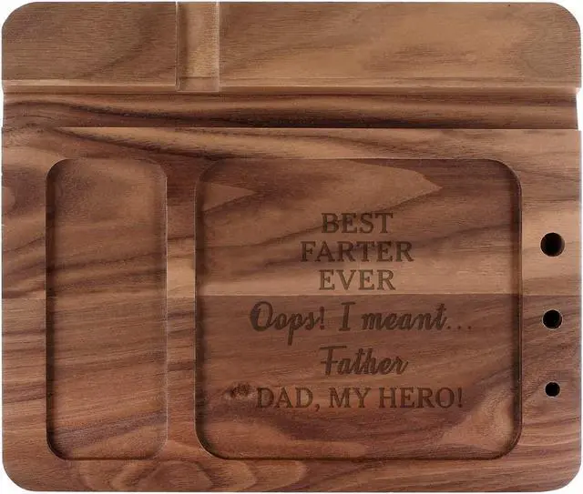 Alt view image 5 of 7 - Ideas for Dad -Wooden Phone Docking Station, Personalized Idea, Custom Engraved Nightstand Organizer with Phone Charge Station, Watch, Key, Wallet Stand, Best Presents for Father's Day, Birthday