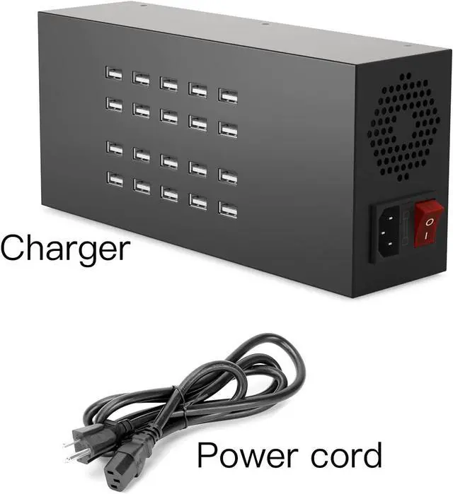 Alt view image 7 of 7 - Charging Station for Multiple Devices, Kerpu 20 Port Charging Station, 200W USB Charger, USB Charging Station Compatible for iPhone, iPad, Samsung, Tablets, and Other Electronics