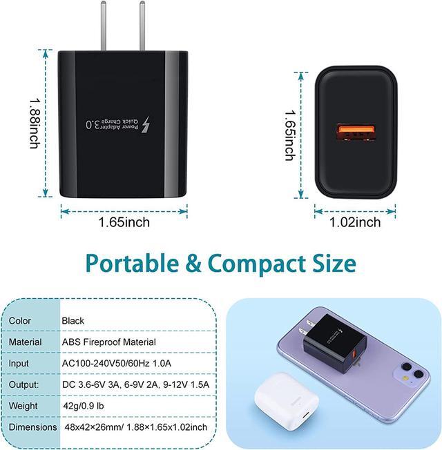 Alt view image 7 of 7 - Adaptive Fast Charger Android Charger for Samsung Galaxy S7 Edge S6 S5 J3 J3V J7 J7V J5,Moto G5 G4 E6 E5 E4,LG Stylo 3 2 G4 K50 K40 K22 K20,Tablet,Android Phone,HTC, 3ft Fast Charging Micro USB Cable