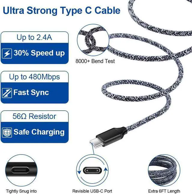 Alt view image 3 of 7 - USB Type C Charger Fast Charging Compatible for Moto One 5G/5G UW/5G Ace/5G UW Ace/G Stylus/G Play/G Power/G6/G7 Power/Z4, Dual USB Wall Charger USB C Cable Car Plug