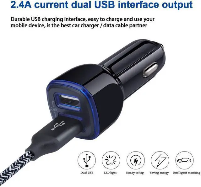Alt view image 4 of 7 - USB Type C Charger Fast Charging Compatible for Moto One 5G/5G UW/5G Ace/5G UW Ace/G Stylus/G Play/G Power/G6/G7 Power/Z4, Dual USB Wall Charger USB C Cable Car Plug