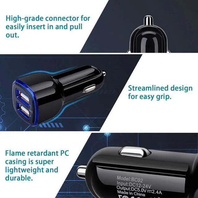 Alt view image 4 of 5 - Car Charger Android for Samsung Galaxy J7 Crown/Prime/Pro/Sky Pro/Refine/Neo/Luna/Eclipse,J7 V 2nd/Perx/Star,J6 Plus J5 J4 J3 S7 Edge S6 S5 S4 S3 Note 4/5,6ft Phone Cord Fast Charging Micro USB Cable