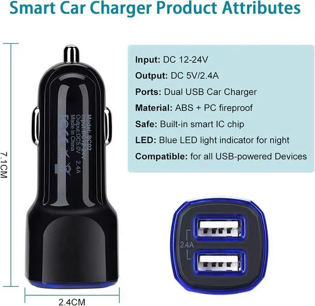 Alt view image 5 of 5 - Car Charger Android for Samsung Galaxy J7 Crown/Prime/Pro/Sky Pro/Refine/Neo/Luna/Eclipse,J7 V 2nd/Perx/Star,J6 Plus J5 J4 J3 S7 Edge S6 S5 S4 S3 Note 4/5,6ft Phone Cord Fast Charging Micro USB Cable