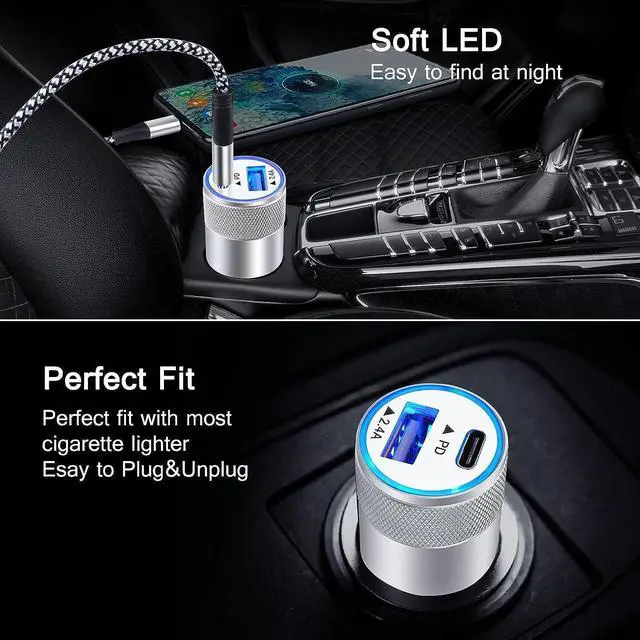 Alt view image 5 of 7 - Super Fast Charger Type C for Samsung Galaxy Z Flip 7/6/Fold7/S25 Ultra/S24 FE/A56/A16/A55/A54/A15/iPhone 16e,25W PD PPS USB C Wall Charger 38W Car Adapter+6FT USBC to C Cable+3FT USBA to Type C Cable