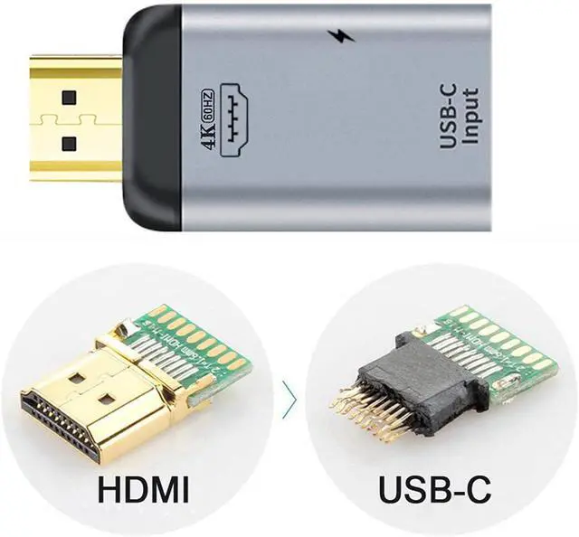 Alt view image 7 of 7 - USB-C Type-C Female Host to HDMI Male with PD Power Port Monitor HDTV Displays Adapter 4K 60hz for Laptop Phone