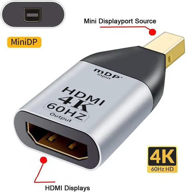 Alt view image 2 of 7 - Mini DisplayPort DP Source to HDMI Female 1.4 HDTV Adapter Support Audio & 3D & 4K 2K