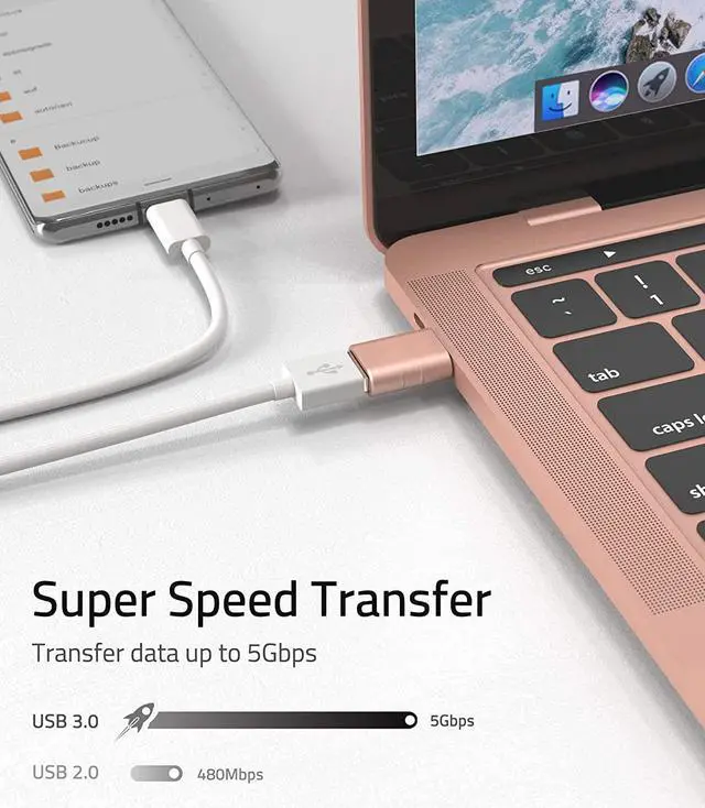 Alt view image 6 of 7 - USB C to USB Adapter [2 Pack] USB C Male to USB3 Female Adapter Compatible with iMac 2021 iPad Mini/Pro 2021 MacBook Pro 2020 MacBook Air 2020 and Other Type C Devices