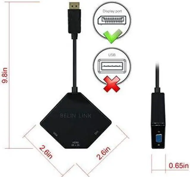 Alt view image 6 of 7 - HDMI to VGA Adapter Cable 6ft/1.8m Gold-Plated 1080P HDMI Male to VGA Male Active Video Converter Cord for Notebook PC DVD Player Laptop TV Projector Monitor Etc