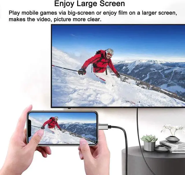 Alt view image 7 of 7 - MFi Certified Lightning to HDMI Adapter for Phone to TV Compatible with iPhone iPad Sync Screen Connector Directly Connect on HDTV/Monitor/Projector NO Need Power Supply Support IOS11.0