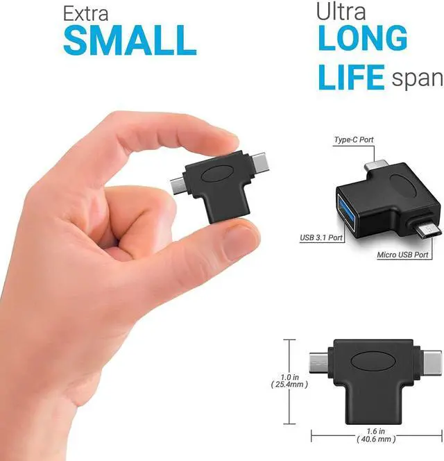 Alt view image 5 of 7 - 2 in 1 OTG Converter USB 3.0 to Micro USB and Type C Adapter Female to Male and Male Connector (2 Pack)
