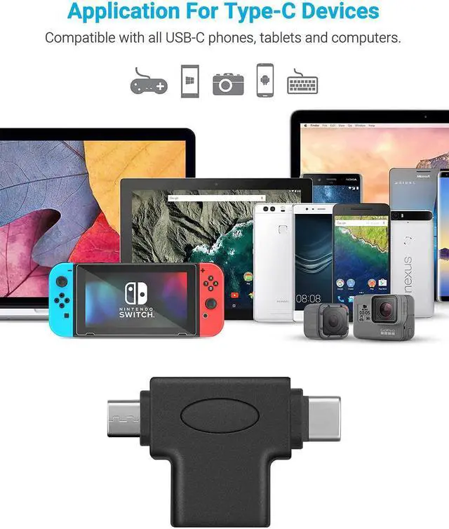 Alt view image 6 of 7 - 2 in 1 OTG Converter USB 3.0 to Micro USB and Type C Adapter Female to Male and Male Connector (2 Pack)