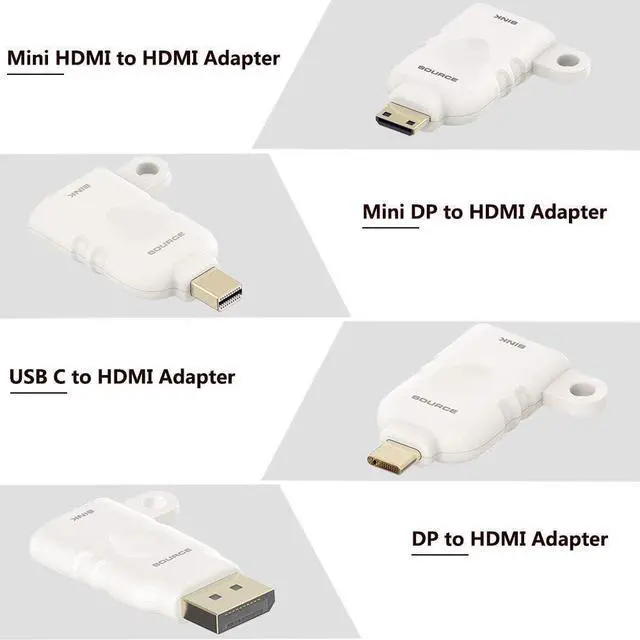 Alt view image 3 of 7 - Universal HDMI Adapter Ring Kit with Security Loop-4K USB C Displayport Mini DP Mini HDMI to HDMI Office Video Converter. Four Adapters with Key Security Loop.Universal HDMI Adapter Kit HDMI Ring
