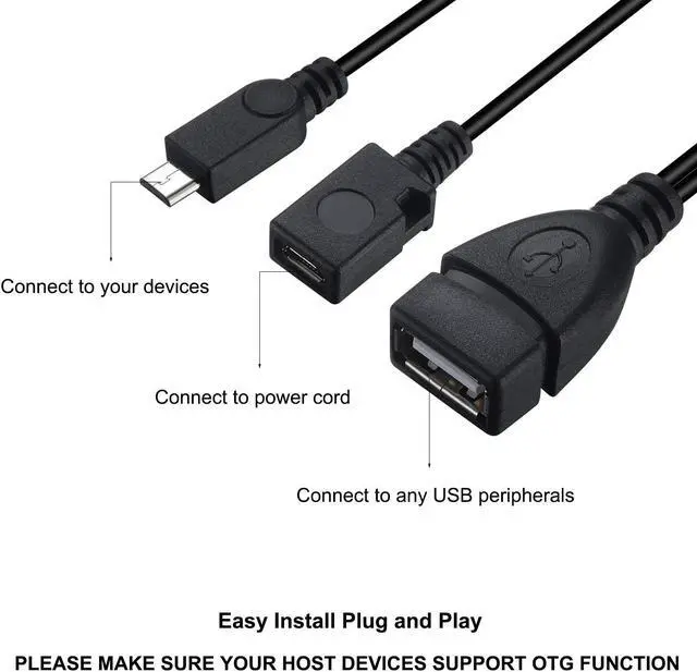 Alt view image 3 of 4 - Micro USB to USB Port Adapter (OTG Cable + Power Cable) for Firestick Streaming TV Sticks Media Devices Android Phone Tablet - 2 Pack