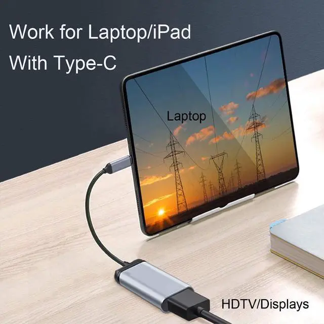 Alt view image 7 of 7 - HDTV Adapter 4K 60hz 1080P USB-C Type C Male to HDMI Female Cable for Tablet & Phone & Laptop