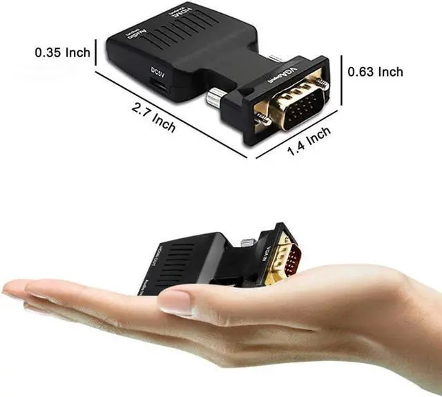 Alt view image 2 of 7 - VGA to HDMI TAIPOXUN Vga to Hdmi Video Cable Converter Male to Female with Audio Vga to hdmi Converter for Monitor Computer Desktop Laptop PC Monitor Projector HDTV Support 1080P 60hz
