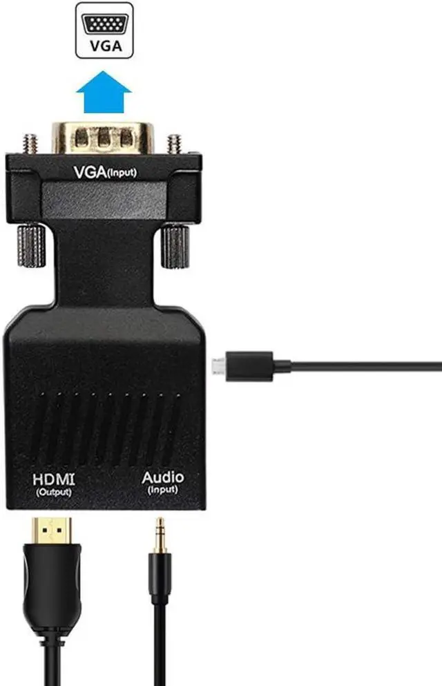 Alt view image 3 of 7 - VGA to HDMI TAIPOXUN Vga to Hdmi Video Cable Converter Male to Female with Audio Vga to hdmi Converter for Monitor Computer Desktop Laptop PC Monitor Projector HDTV Support 1080P 60hz