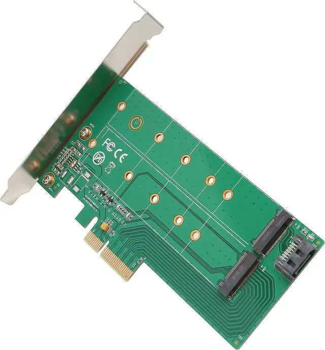 Alt view image 4 of 7 - I/O Crest M2 SSD NVME M-Key to PCI-e 3.0 x4 Adapter Card and SATA B-Key M.2 to SATA Port convertor 22110 2280 2260 2242 2230 to with Low Profile Bracket - Dual M.2 PCIe Adapter